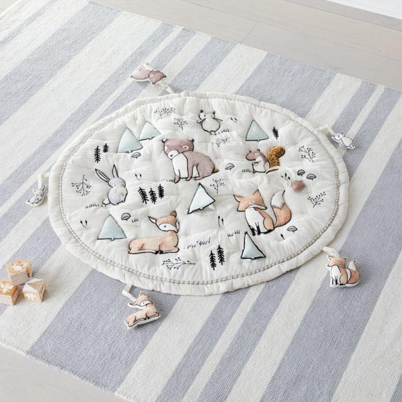 Woodland Animals Baby Activity Mat with Animal Rattles, Set of 5 | Crate & Kids | Crate & Barrel