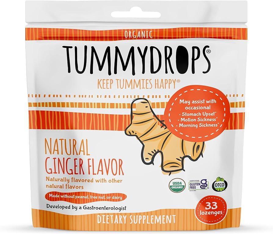 USDA Organic Natural Ginger Tummydrops, Gluten Free & Vegan, 33 Individually Wrapped Drops in a R... | Amazon (US)