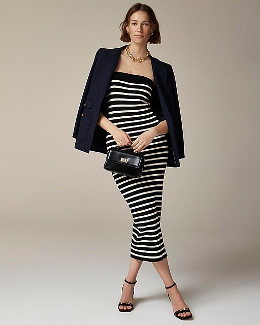 Cyan strapless sweater-dress in stripe | J. Crew US