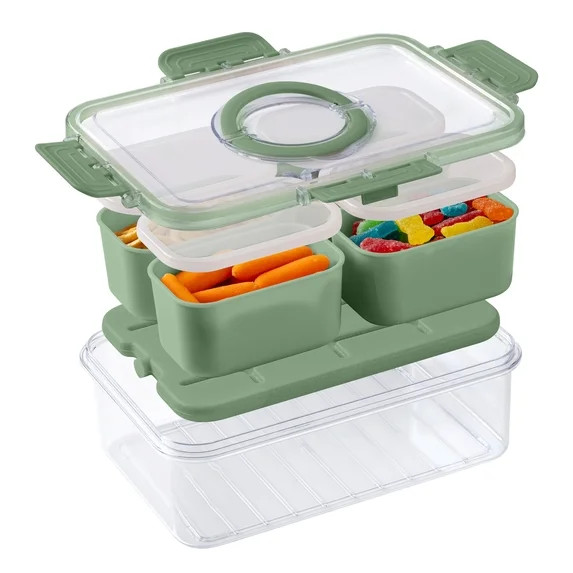 Cook with Color 4-Compartment Snack Box with Removable Ice Pack, Locking Lid and Handle, Dishwash... | Walmart (US)