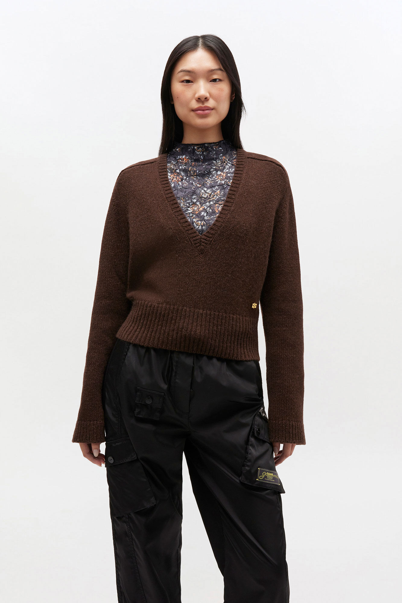 Brown V-neck Jumper | Ganni