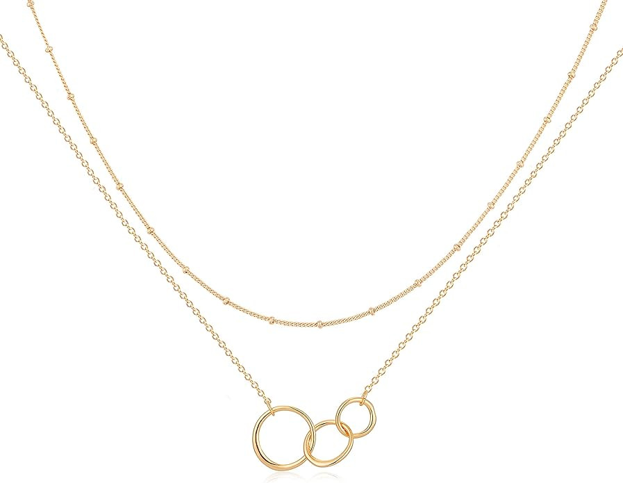 MEVECCO Layered Heart Necklace Pendant Handmade 18k Gold Plated Dainty Gold Choker Arrow Bar Laye... | Amazon (US)