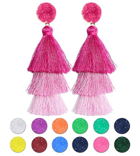 Vine Gems Pink & Ombre Earrings - Tassel Dangling, Women's Pink Jewelry | Amazon (US)