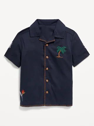 Short-Sleeve Embroidered Camp Shirt for Toddler Boys | Old Navy (US)