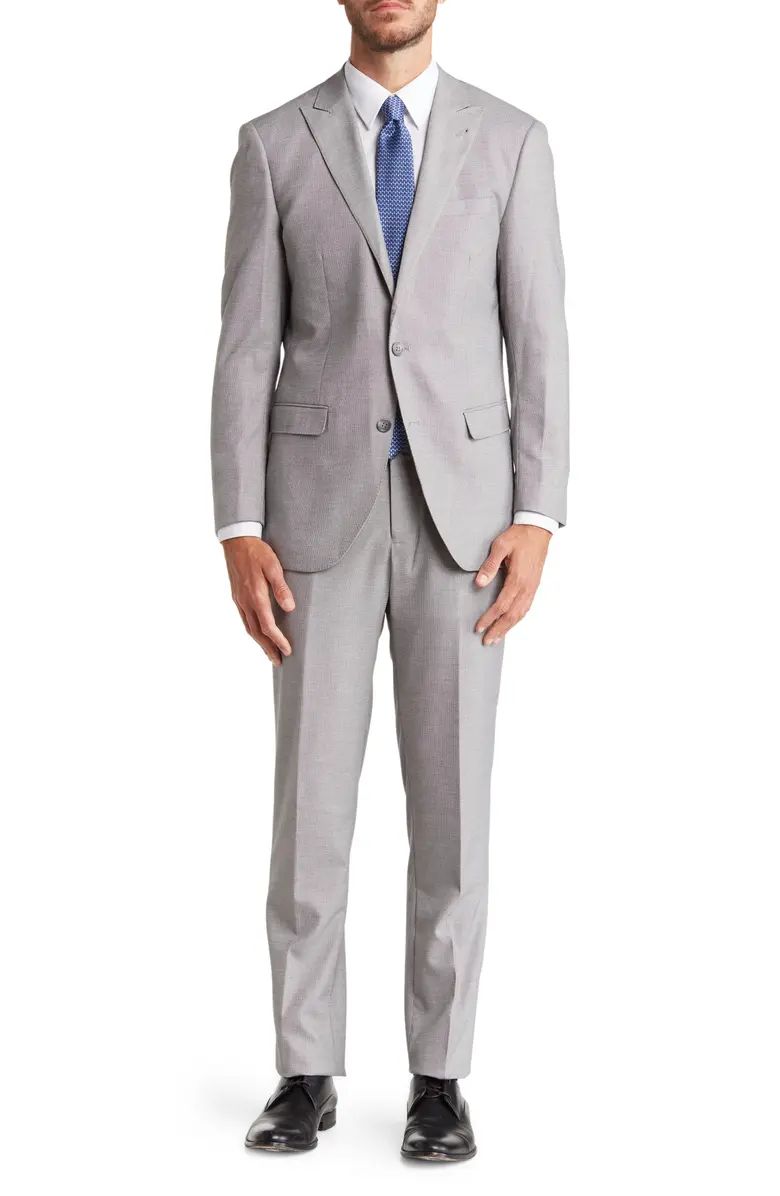 ZNT18 Grey Sharkskin Two-Button Peak Lapel Trim Fit Suit | Nordstromrack | Nordstrom Rack