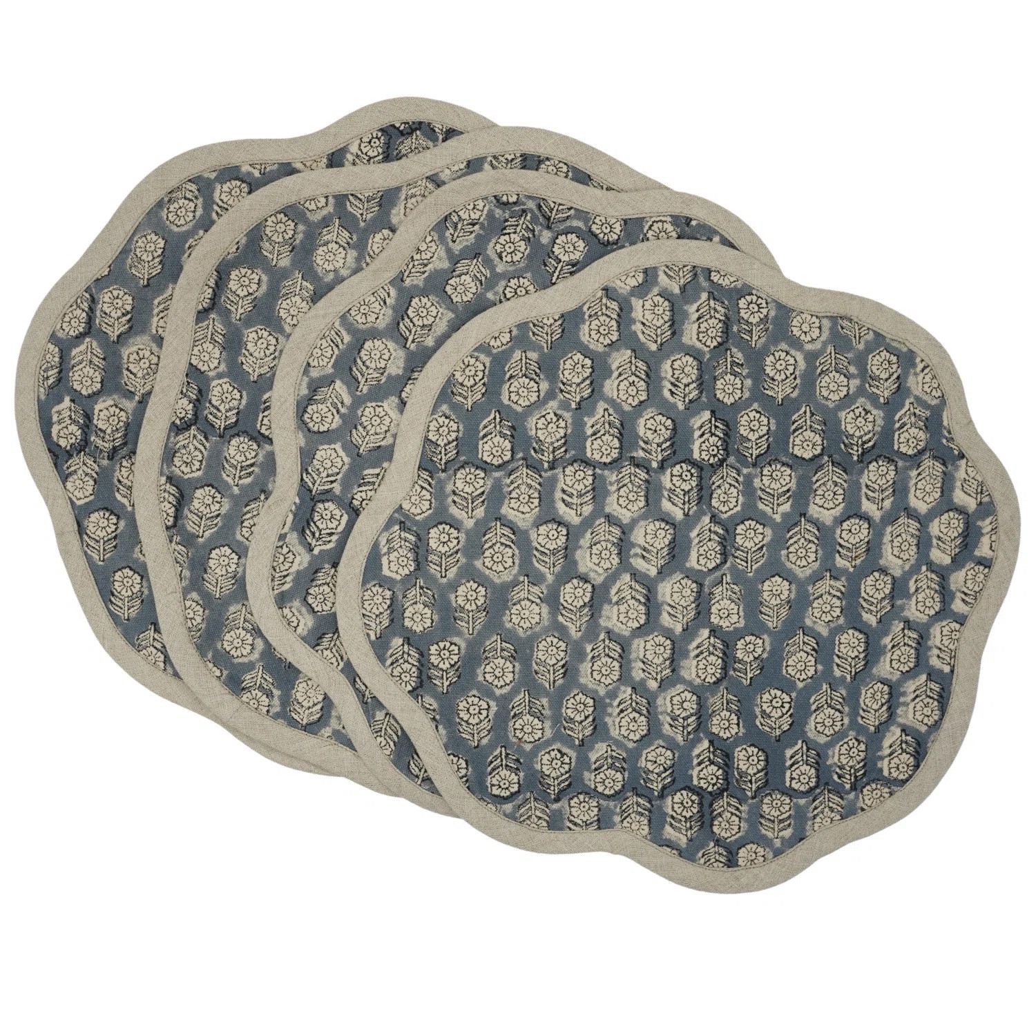 Fabdivine 15"Scalloped Allure Dining Mats - Tulsi Buti | Wayfair | Wayfair North America