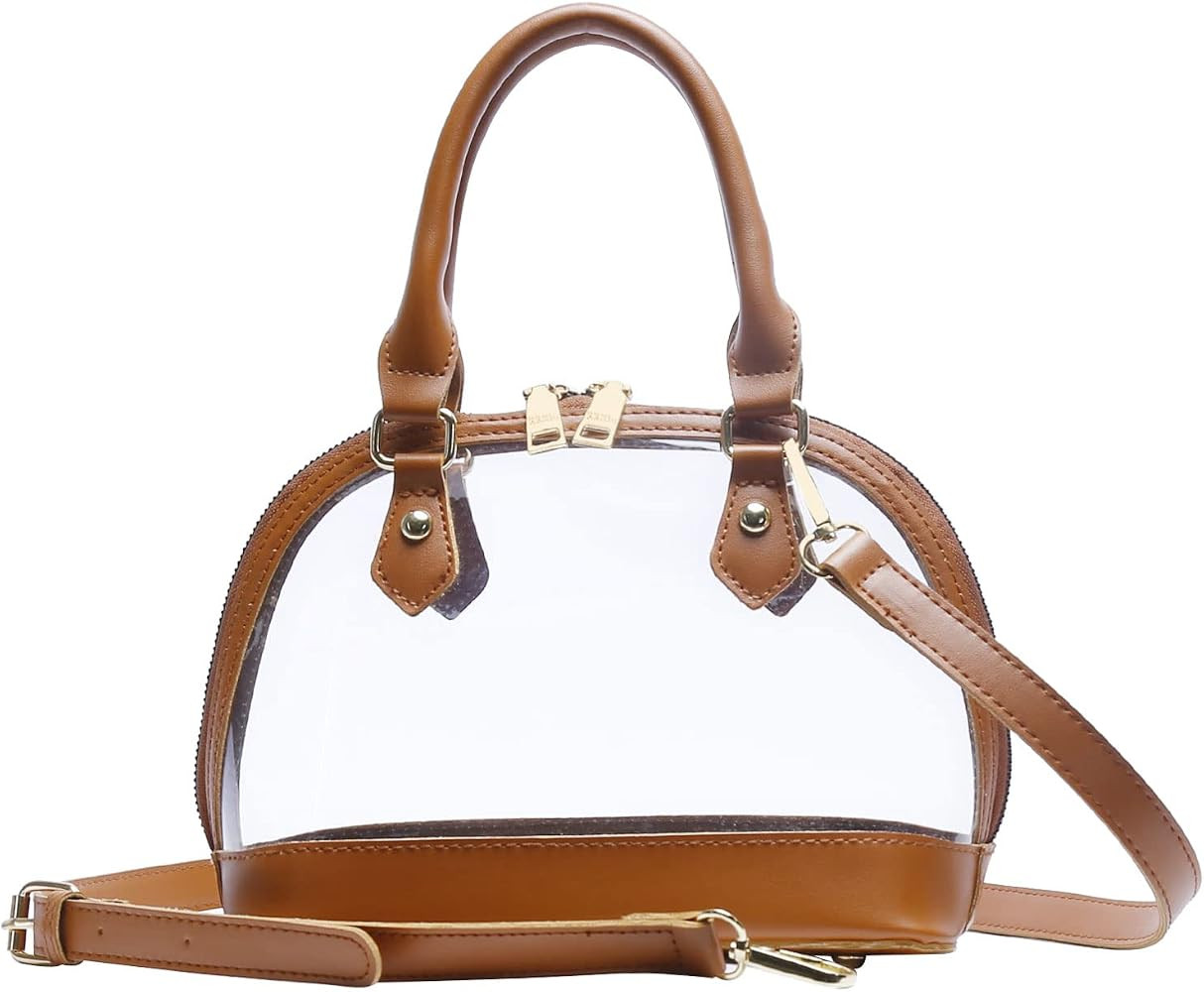 KKXIU Elegant Clear Crossbody Satchel Purse and Handbag Stadium Approved Vegan Leather Concert Ba... | Amazon (US)
