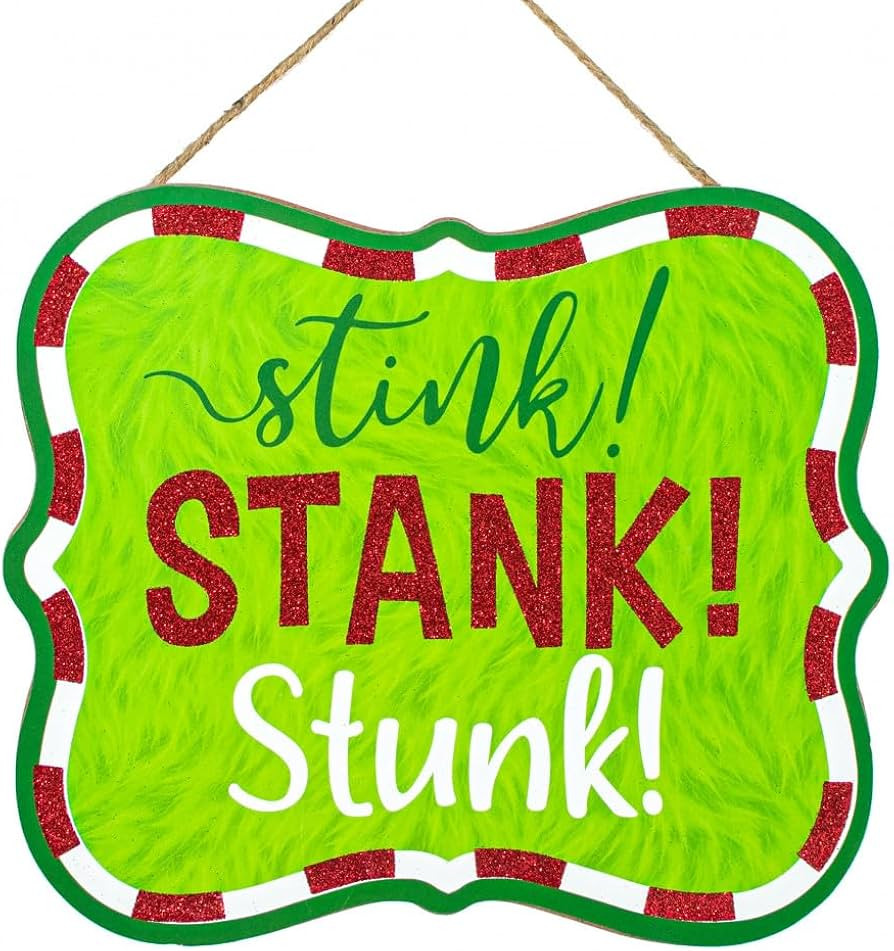 Craig Bachman 10" Wooden Sign: Stink Stank Stunk - Christmas Wreath Tree Decorative Ornament Wood... | Amazon (US)
