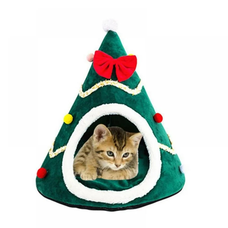 Pet Chirstmas Tree Cat House Beds - Green Portalbe Indoor Pet Tent for Kittens Cats Cave Nest | Walmart (US)