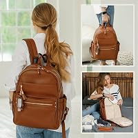 miss fong Leather Diaper Bag Backpack Diaper Bag Purse, Baby Diaper Bag for Mom dad with 12 Diape... | Amazon (US)