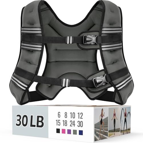 Zeerun Weighted Vest for Women & Men with Reflective Stripe and Adjustable Buckle, Comfortable & Durable Rucking Vest for Walking, Running & Strength Training, 30LBS-Gray | Amazon (US)