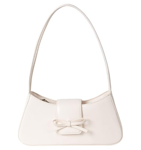 Shoulder Bag for Women, Hobo Handbags Trendy Y2K Purses Patent Leather Clutch Bag Cute Bow Purse White | Amazon (US)