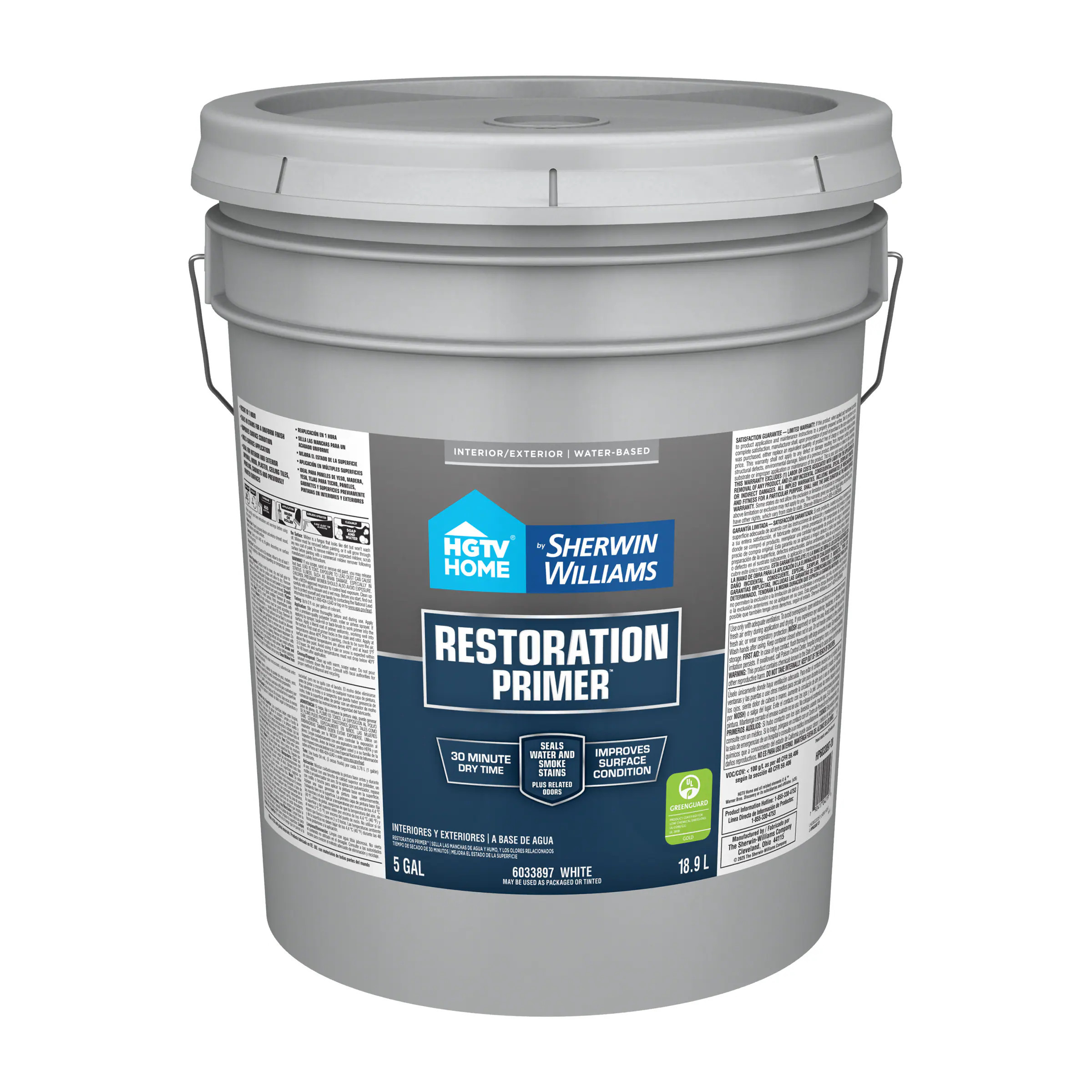 HGTV HOME by Sherwin-Williams Restoration Interior/Exterior High hiding Water-based Primer ( 5-gallon ) | HP6033897-20 | Lowe's