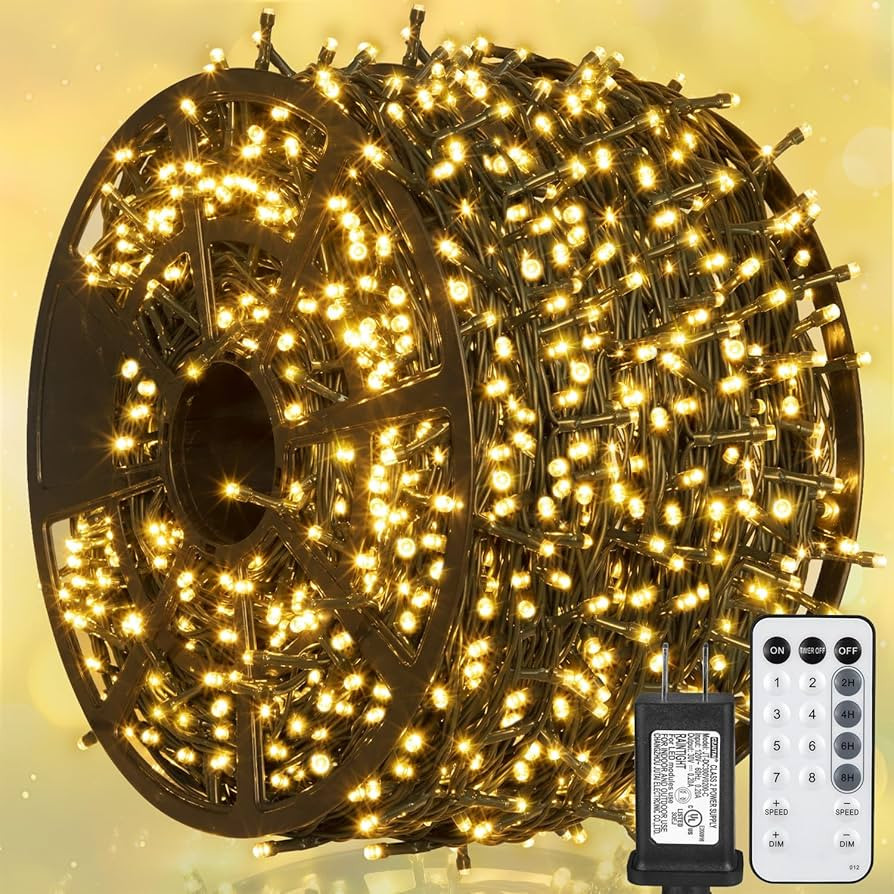 Weillsnow 328 FT 1000 LED Christmas String Lights with Remote & Timer, 8 Lighting Modes Twinkle L... | Amazon (US)
