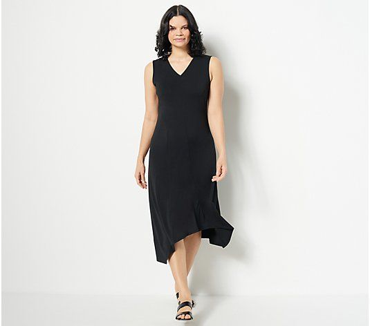 Truth + Style Petite Jersey Knit Asymmetrical Dress - QVC.com | QVC