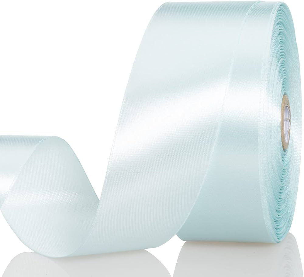 1 1/2 Inch Light Blue Solid Satin Ribbon, 50 Yards Craft Fabric Ribbon for Gift Wrapping Floral B... | Amazon (US)