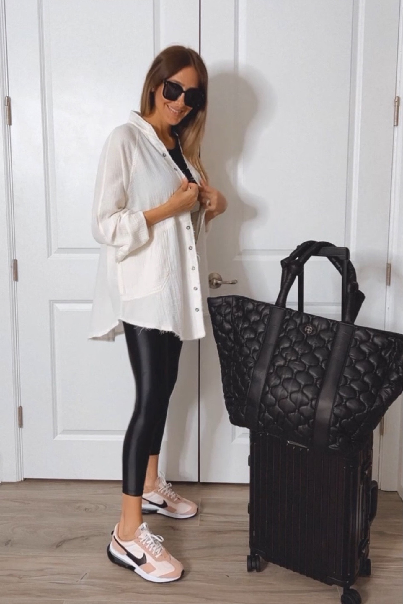 Comfortable and casual Airport travel outfit idea 
Stretchy and flattering leggings 
Runs true to size 
Wearing a size small 

#LTKunder100 #LTKtravel #LTKstyletip