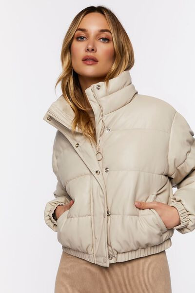 Faux Leather Puffer Jacket | Forever 21 (US)