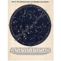 C. 1955 - December January & February Star Map Constellations Map Vintage Astronomy Print Celestial  | Etsy (US)