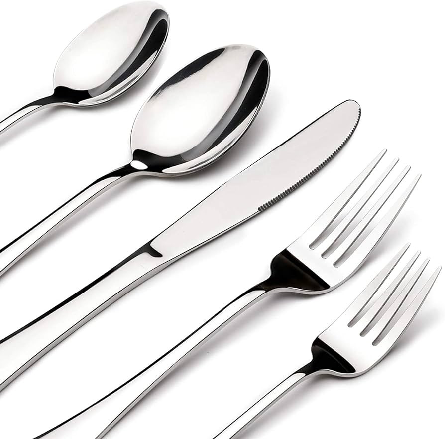 60 Piece Silverware Set for 12, Heavy Duty Stainless Steel Flatware Utensils Cutlery Set Includin... | Amazon (US)