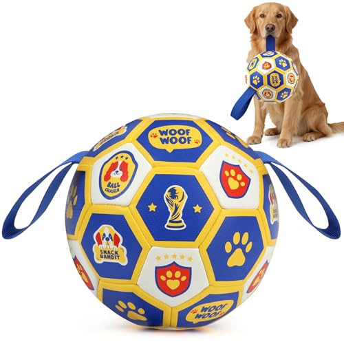 Vivifying Dog World Cup Soccer Ball Toy, 8 Inch Floatable Interactive Dog Toy for Large and Extra Large Dogs, Durable PU Enrichment Ball with Nylon Straps for Outdoor Fetch, Training & Playing | Amazon (US)