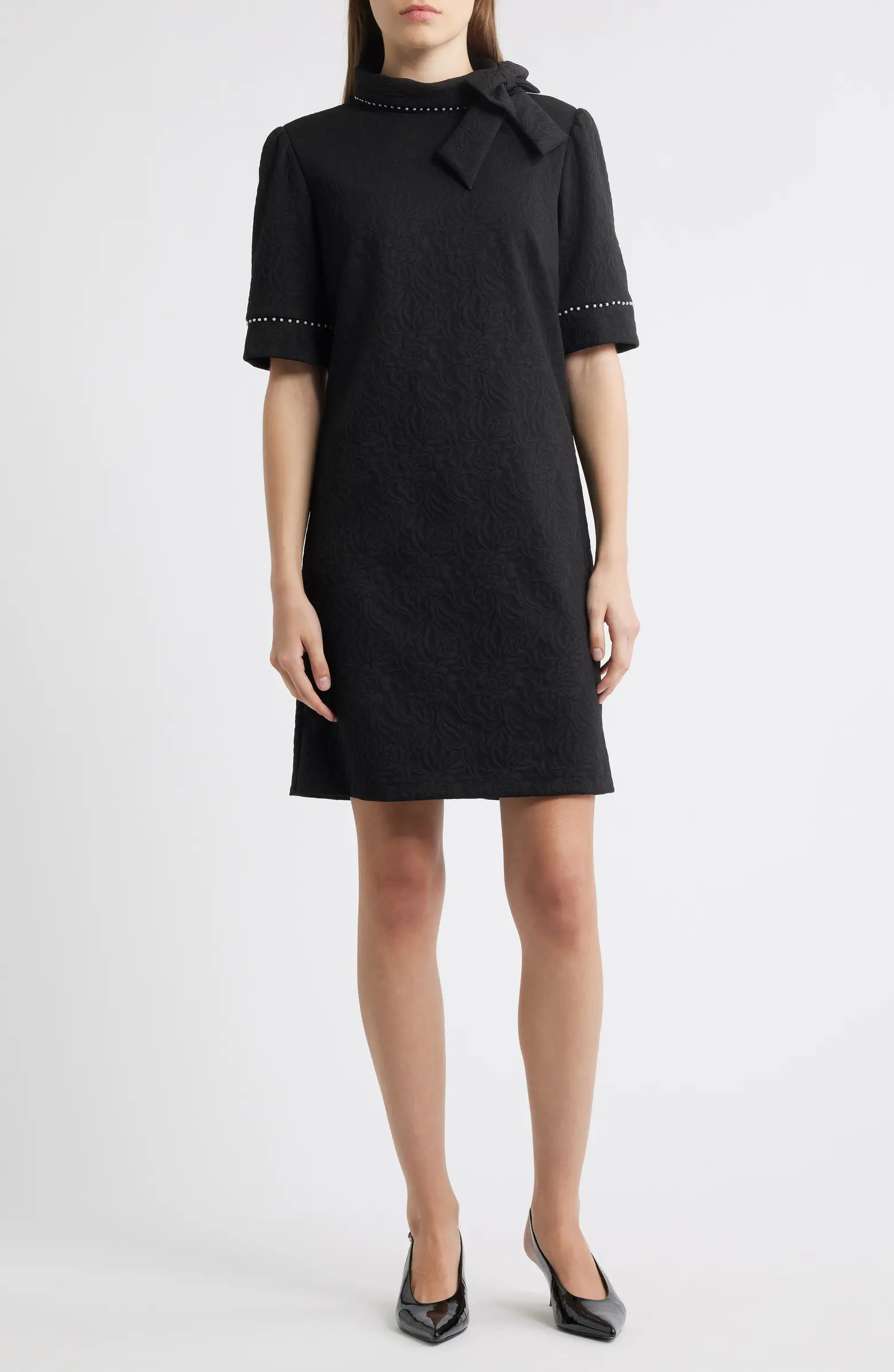 Julia Jordan Bow Neck Faux Pearl Trim Sheath Dress | Nordstrom | Nordstrom