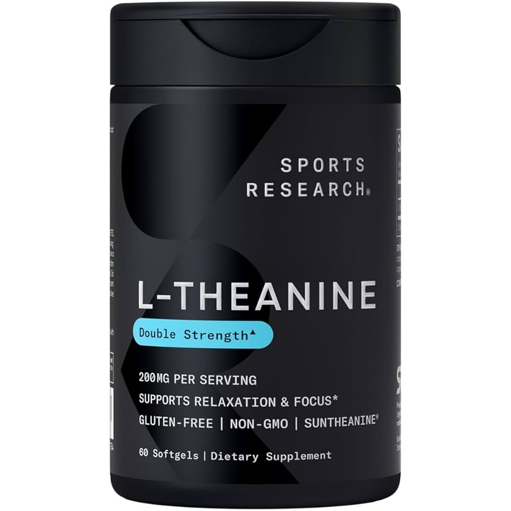 Sports Research Double Strength L-Theanine Supplement - Suntheanine Softgels for Focus, Relaxatio... | Amazon (US)