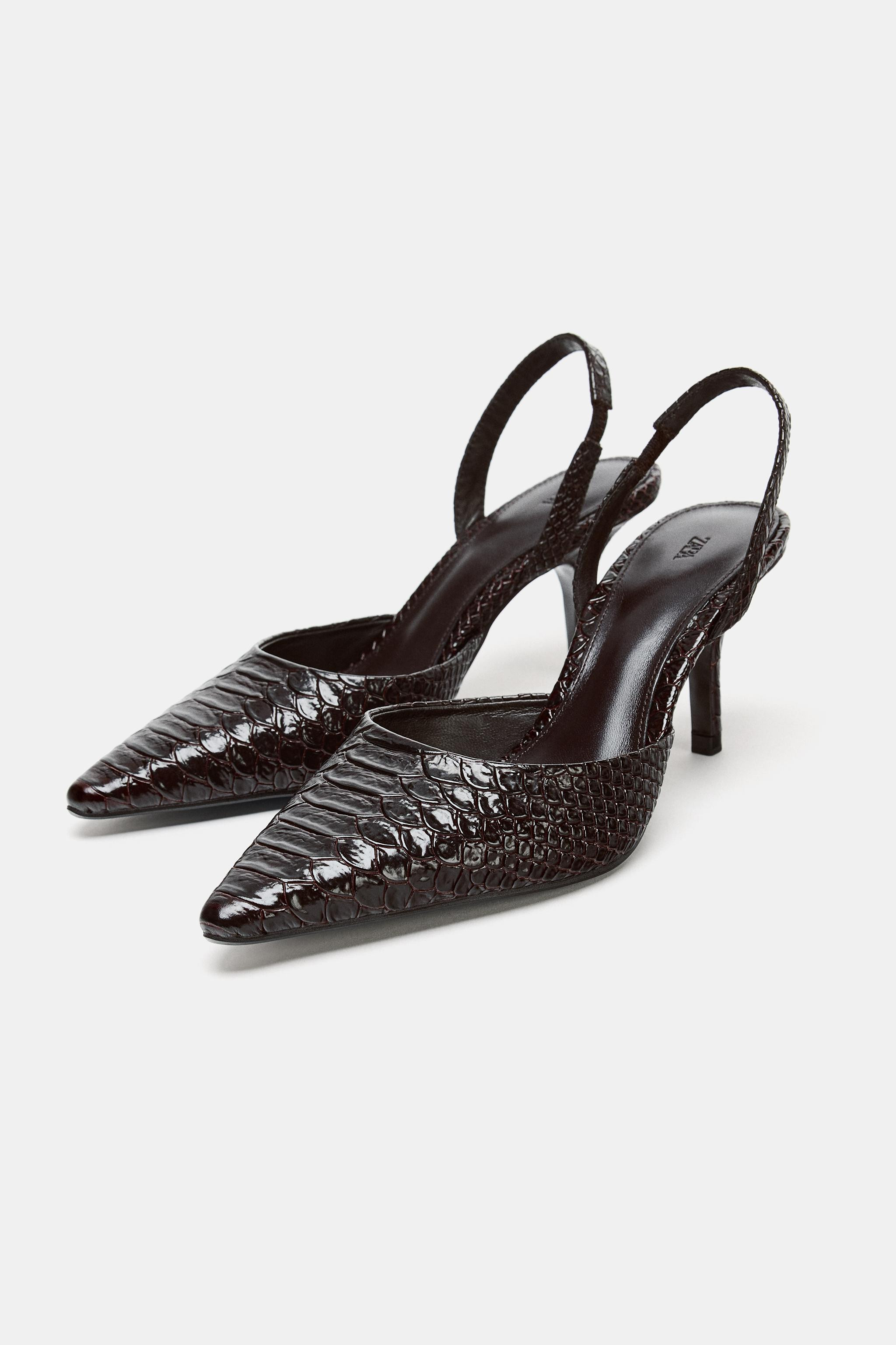 LIMITED EDITION LEATHER SLINGBACK HEELS | Zara US