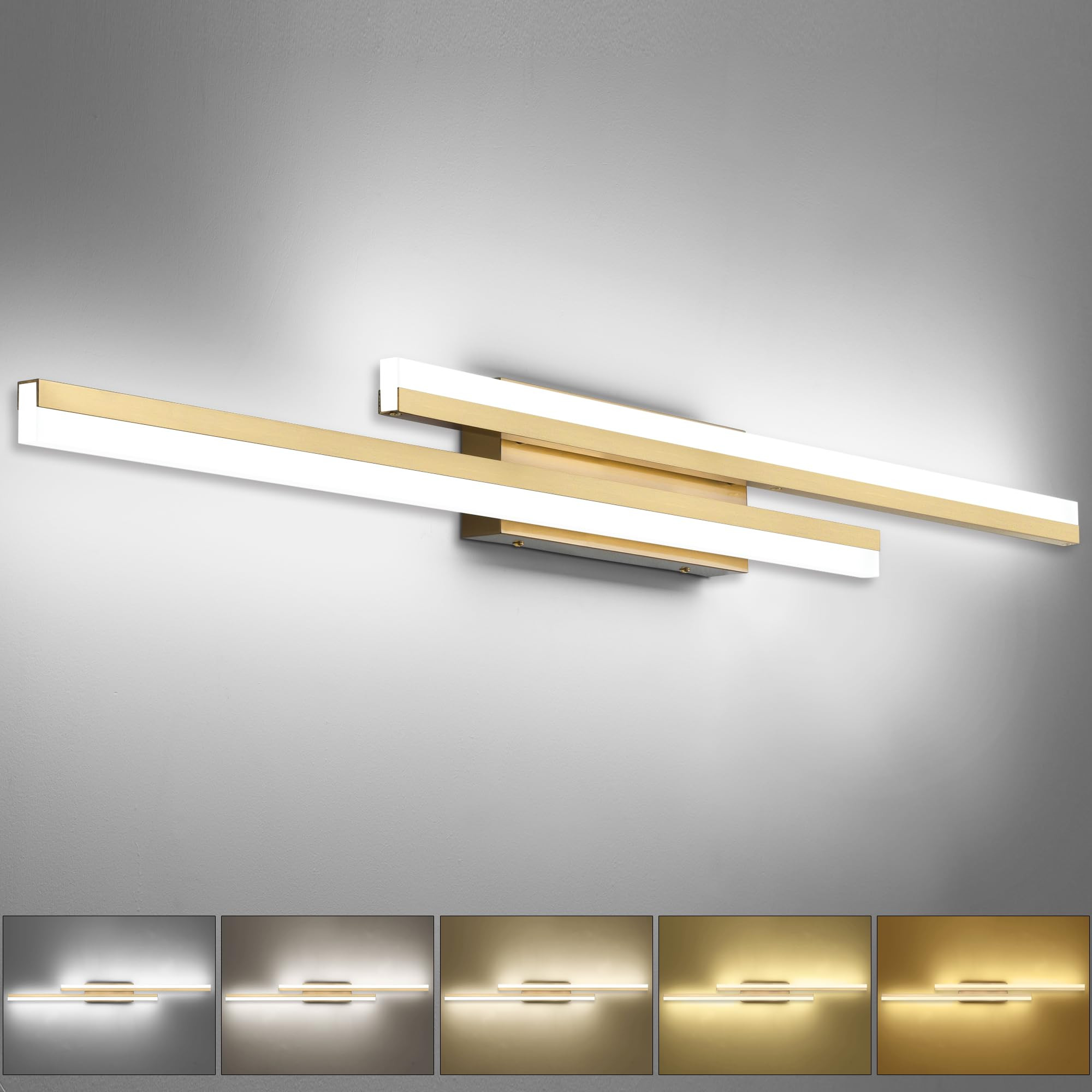 PRESDE 48inch Modern Bathroom Vanity Light Led Vanity Light Brushed Gold Bathroom Light Fixtures ... | Amazon (US)