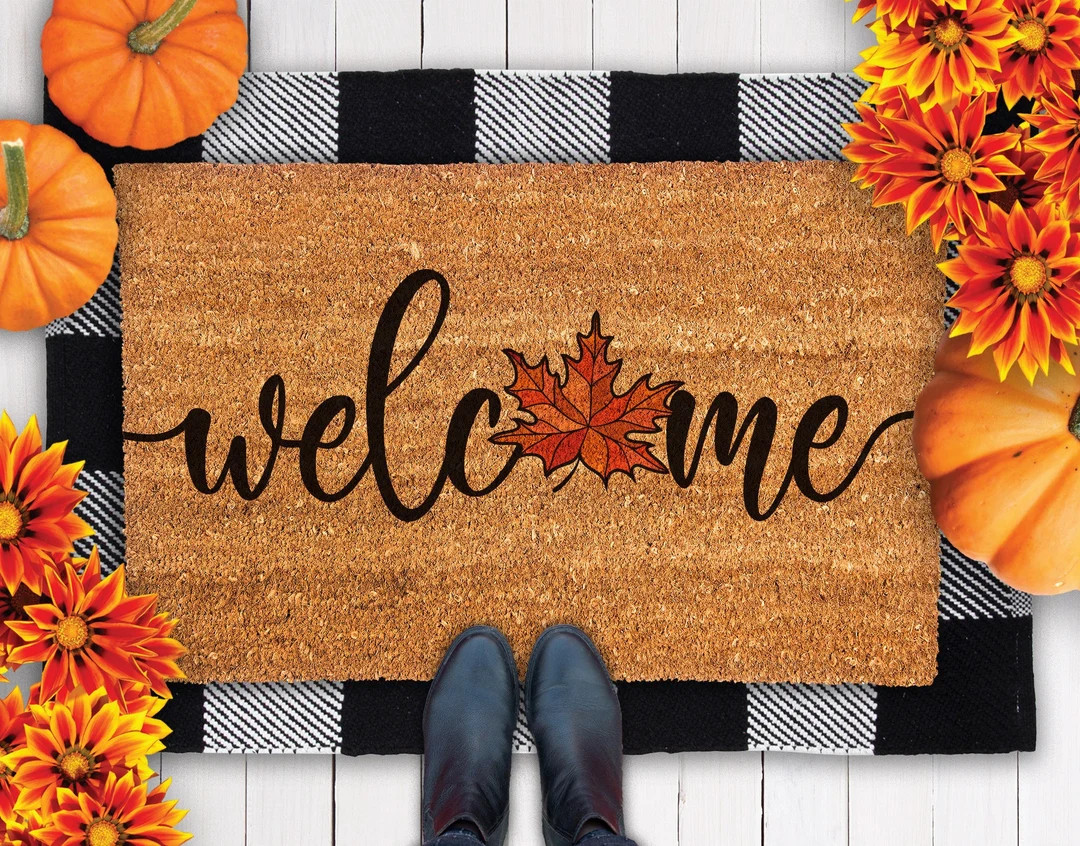 Fall Welcome Door Mat, Fall Door Mat, Fall Decor Ideas, Halloween Welcome Mat, Happy Halloween, F... | Etsy (US)