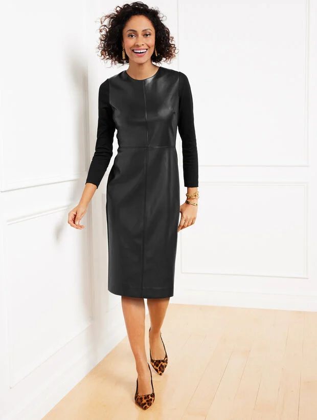 Faux Leather Ponte Dress | Talbots