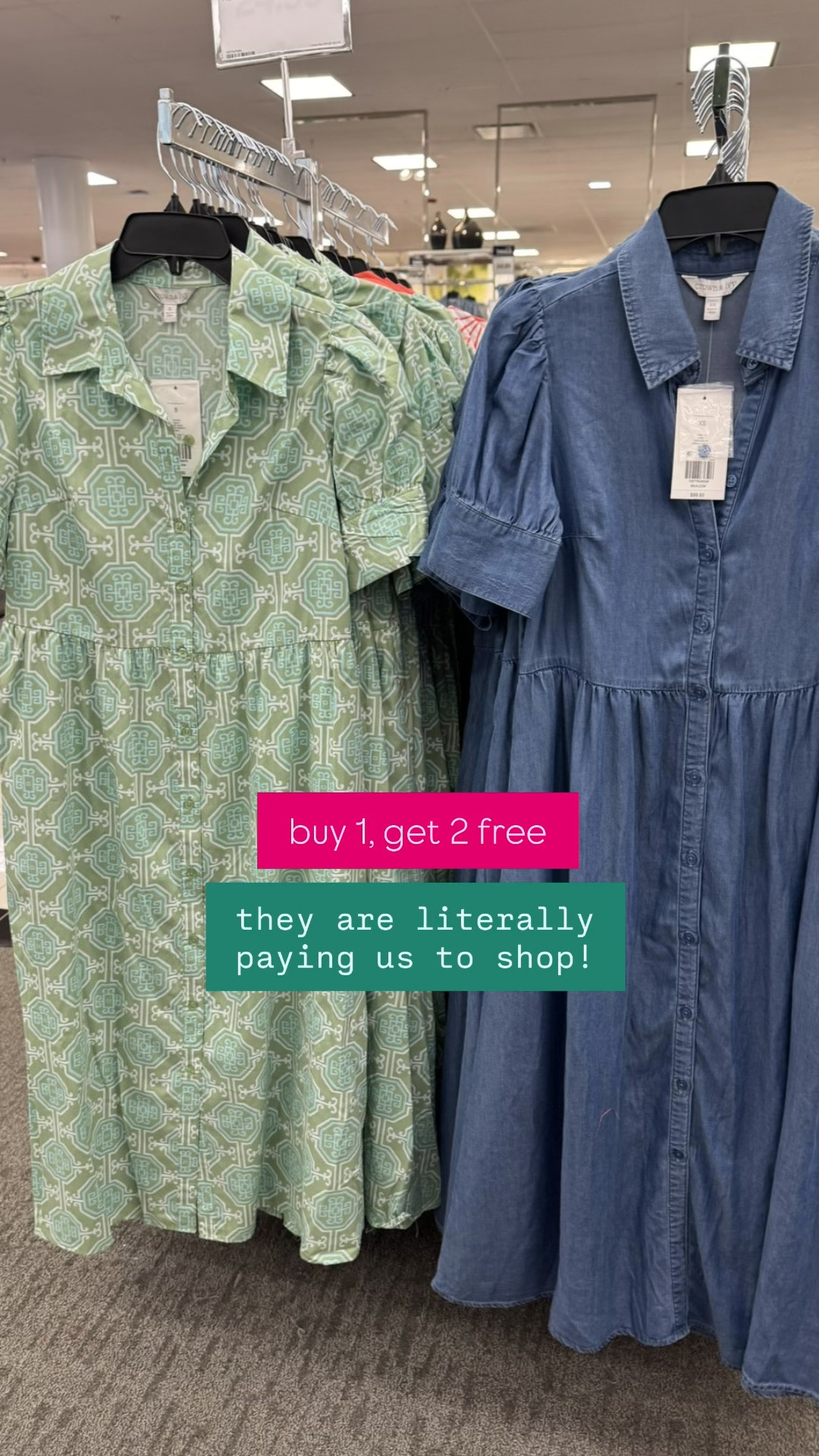 Yall it’s the amazing BUY 1 GET 2 FREE going on at BELK!! I’m xs in their dresses.