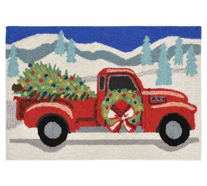 Christmas Truck Indoor/Outdoor Washable Floor Mat | Pottery Barn (US)
