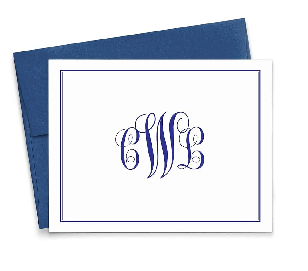 Classic Monogram Stationary Set FOLDED NOTE CARDS, Personalized Stationary Set, Personalized Mono... | Amazon (US)