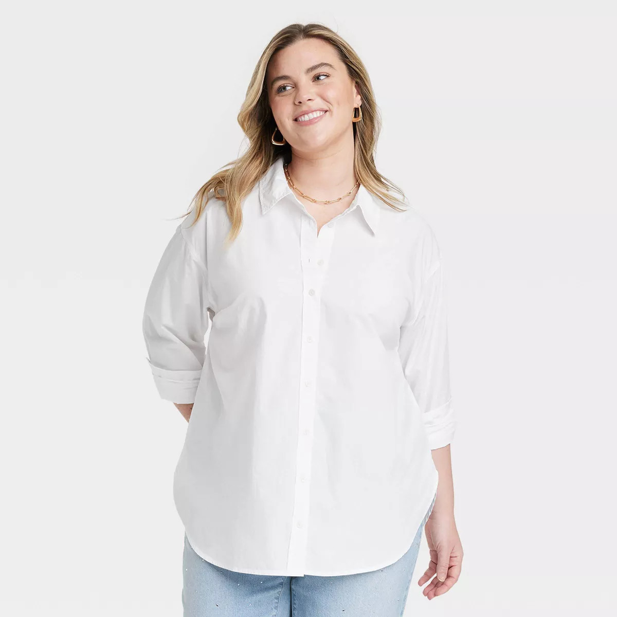 Women's Oversized Long Sleeve Collared Button-Down Shirt - Universal Thread™ | Target