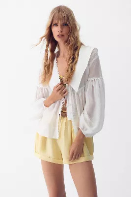 Maeve Long-Sleeve Tie-Front Top | Anthropologie (US)