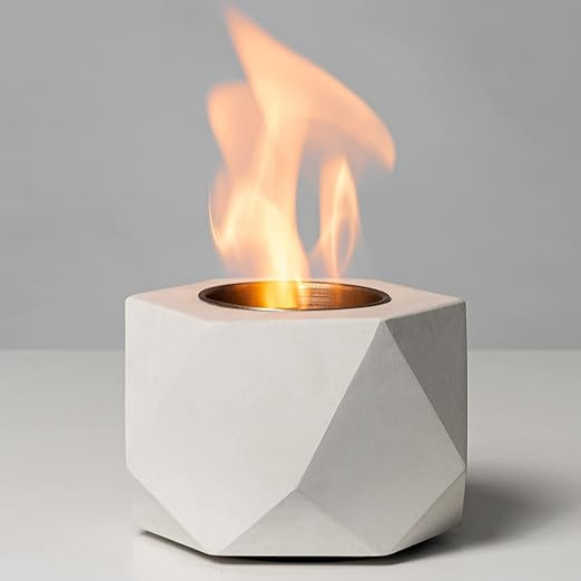 KIZZBY Table Top Fire Pit Bowl - Concrete Tabletop Fireplace Indoor Outdoor Decor Portable Rubbin... | Amazon (US)