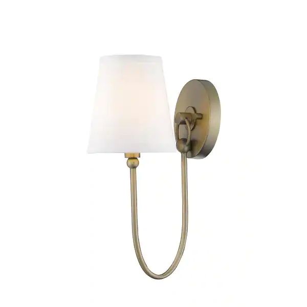 Simple Rustic 1-Light Antique Brass Wall Sconce with Shade - Overstock - 29820744 | Bed Bath & Beyond