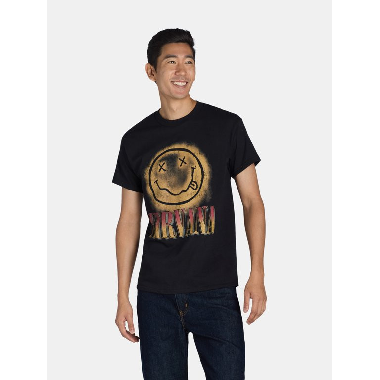 Nirvana Men's & Big Men's Gradient Smile Face Graphic Band Tee with Short Sleeves, Sizes S-3XL | Walmart (US)