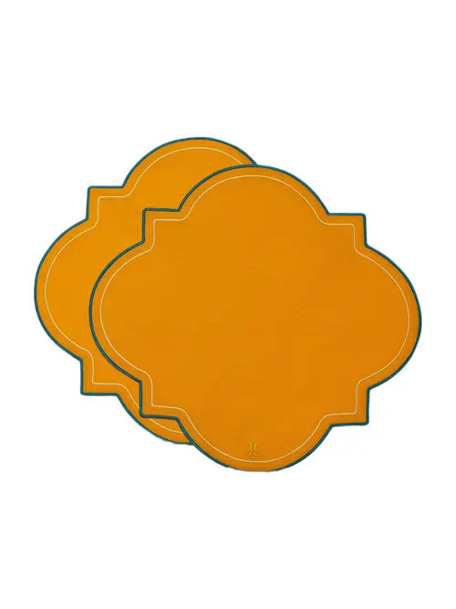 La DoubleJ Medallion Placemats Set Of 2 in Solid Yellow at Nordstrom | Nordstrom