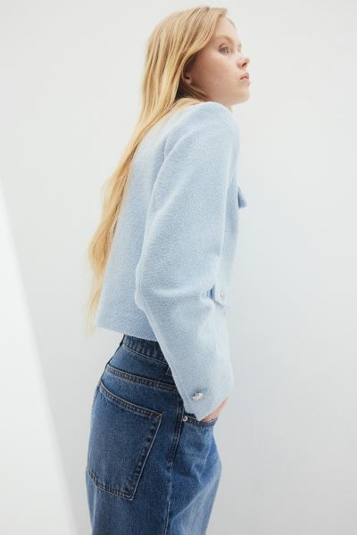 Textured-weave jacket - Light blue - Ladies | H&M GB | H&M (UK, MY, IN, SG, PH, TW, HK)