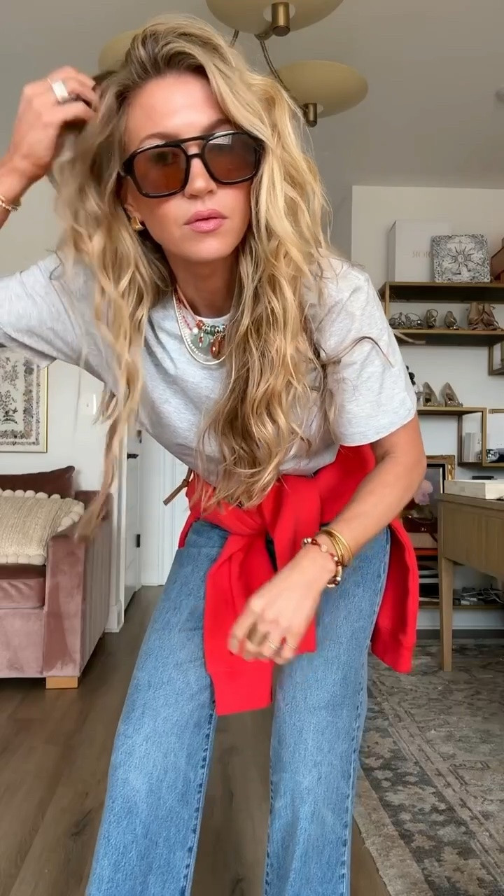 Grey tee + denim OOTD! 
Tee: runs TTS, wearing size medium for oversized look 
Denim: runs TTS, wearing size 25
Crew: runs small, wearing size large

#LTKootd #LTKgrwm #LTKSeasonal