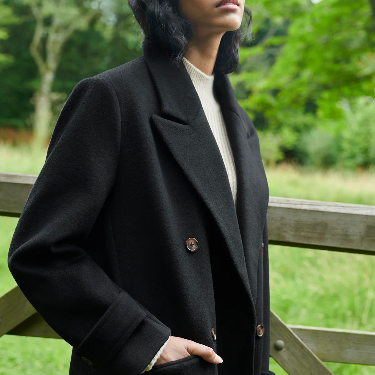 Oversized Black Double Breasted Coat | Ro&Zo