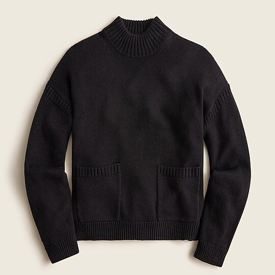 Cotton-cashmere patch-pocket mockneck sweater | J.Crew US