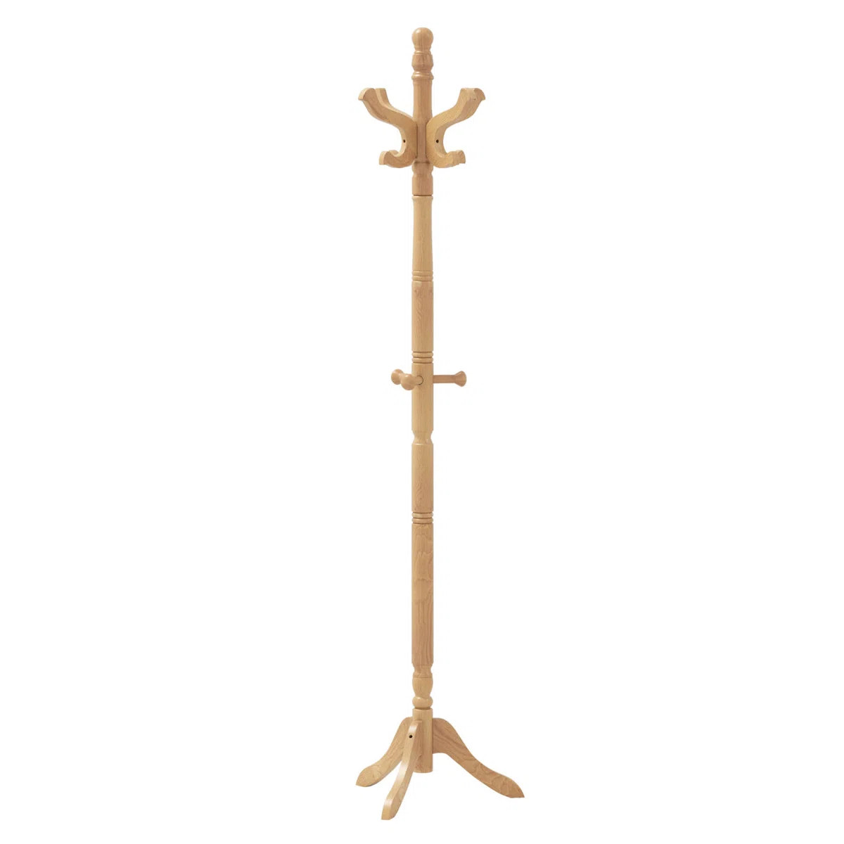 Solid Rubber Wood Coat Rack with 3 Adjustable Heights and 11 Hooks for Hallway | Wayfair North America