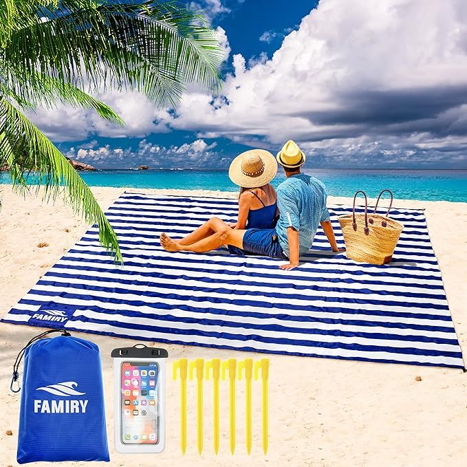 Famiry Sand Free Beach Blanket, Extra Large 10 x 9 Feet Size, Durable & Compact Beach Outdoor Mat... | Amazon (US)