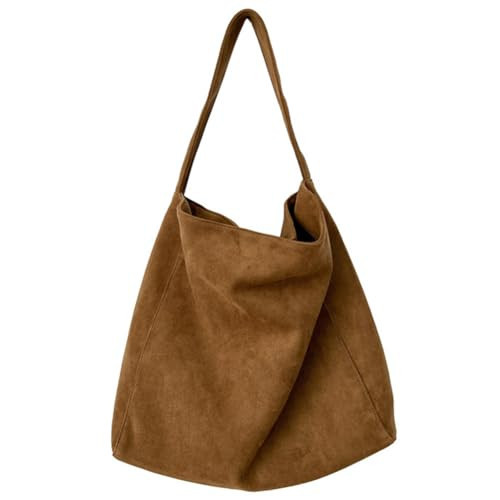GETERUUV Suede Bags for Women Brown Suede Hobo Handbag Slouchy Bag Faux Suede Tote Bag Retro Suede Shoulder Bag Fall Purse | Amazon (US)