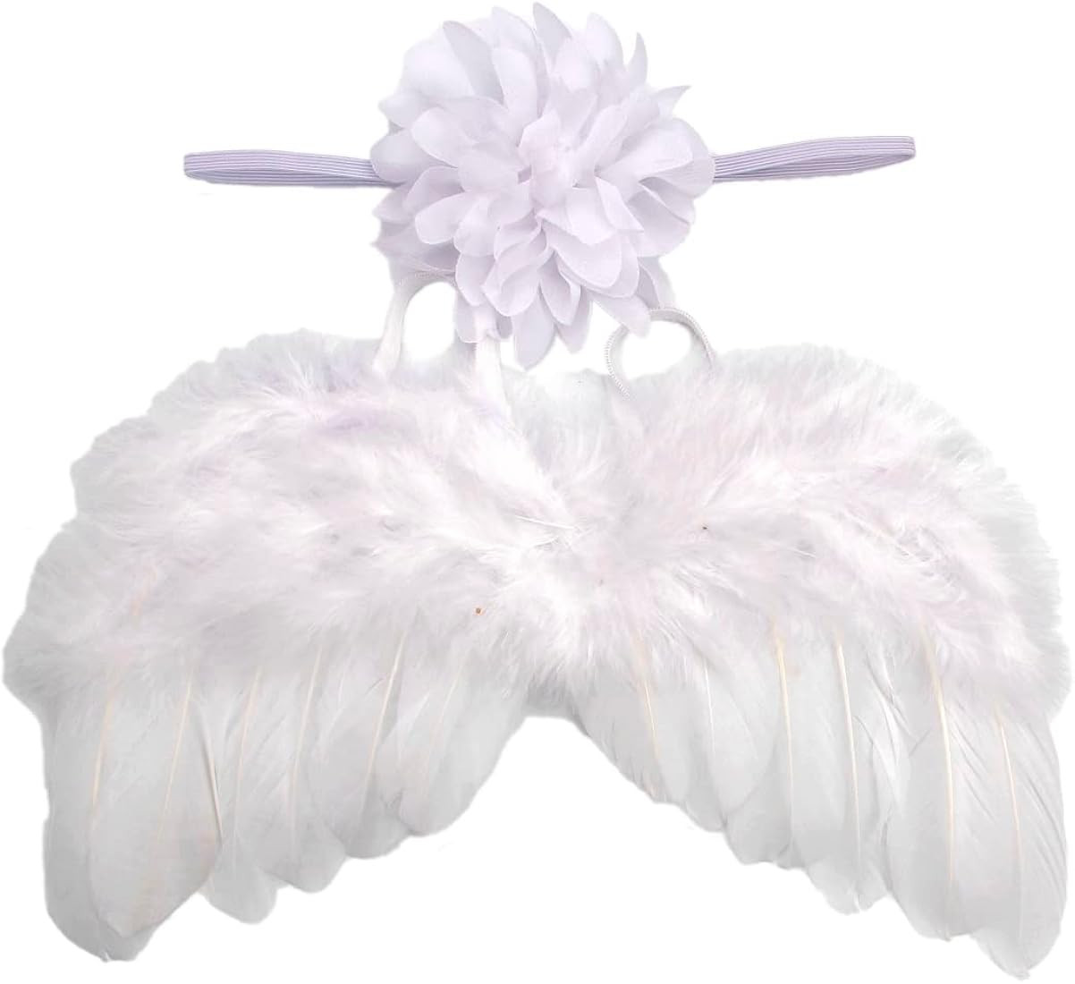 Nishine 2 PACK White Newborn Fuzzy Feather Angel Wings + Headband Set for Baby Cosplay Girls Cost... | Amazon (US)