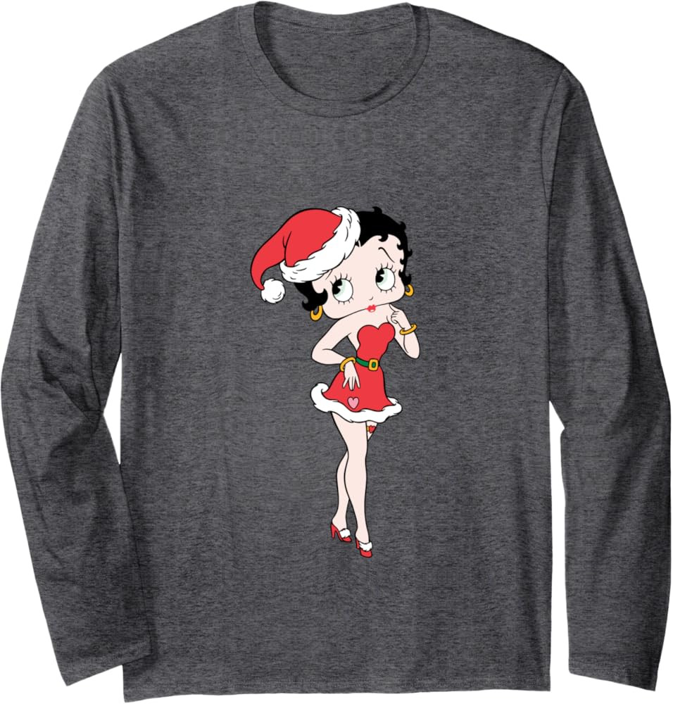 Betty Boop Christmas Touching Cheek Pose Long Sleeve T-Shirt | Amazon (US)