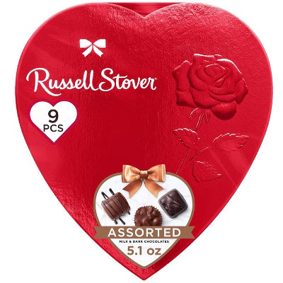 Russell Stover Valentine's Day Red Foil Heart Assorted Milk & Dark Chocolate Candy Gift Box - 5.1oz | Target